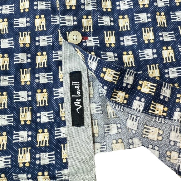 Desigual Button Down Shirt Mens XL AOP Nude Man Woman Print Subtle Blue - Picture 5 of 6